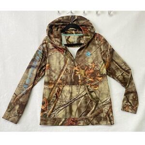 Legendary Whitetails Camo Quarter Zip Hoodie Sweatshirt Women's Medium Polyester